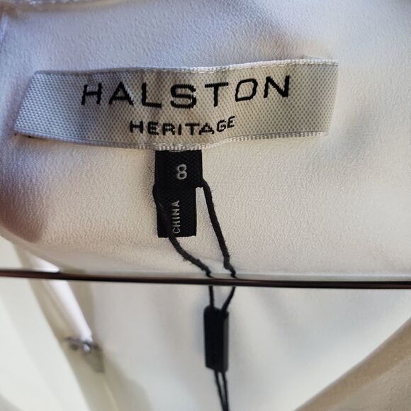 Halston Heritage Satin Wrap Effect Gown Off-white - Picture 14 of 16